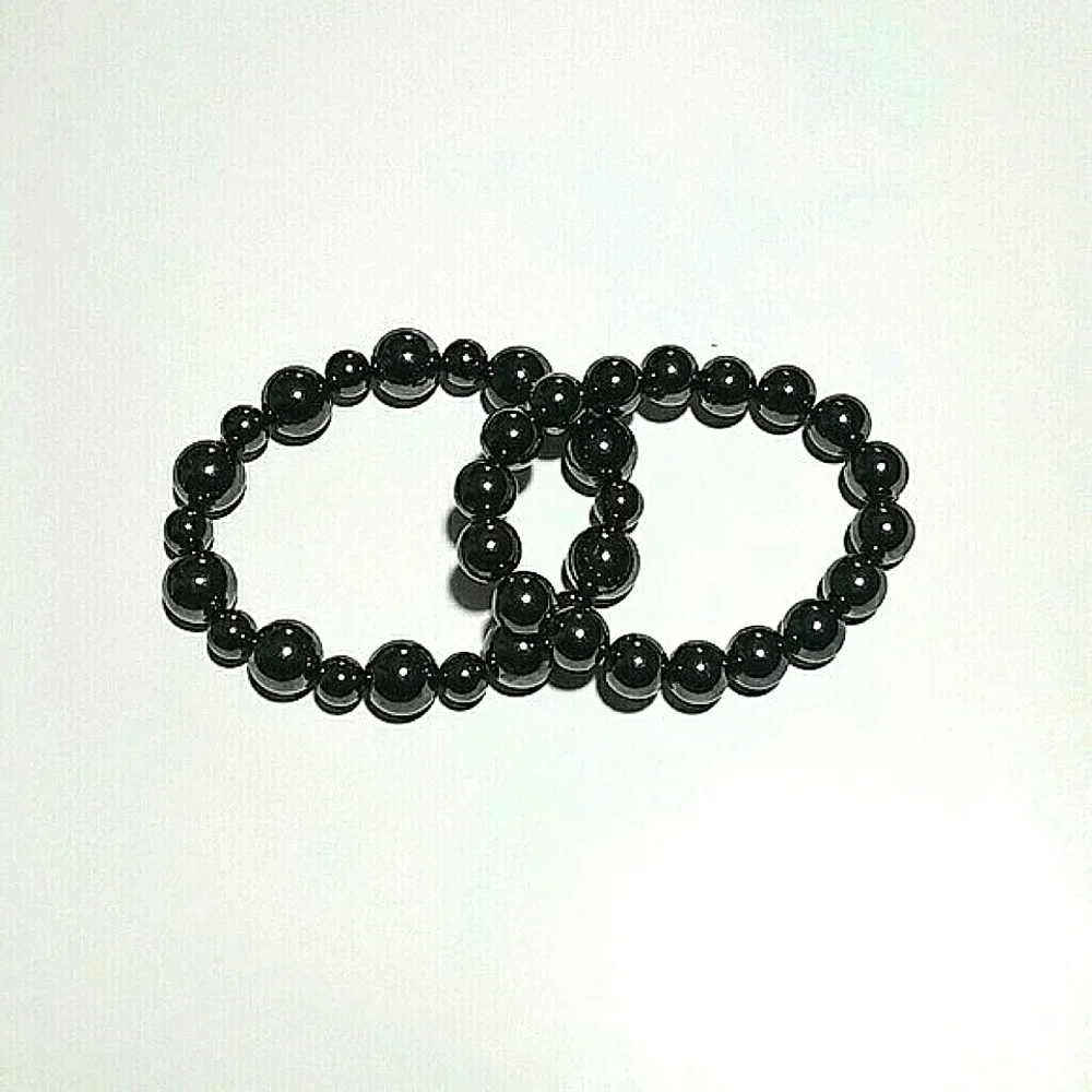 Bracelets 2 gray round bead ball stretch New